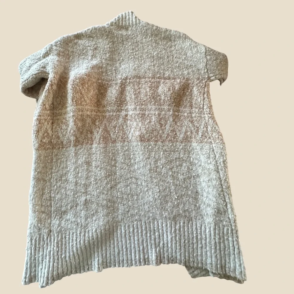 Joie Womens Cream Tan Boucle Knit Open Front Longline Cardigan Sweater Large